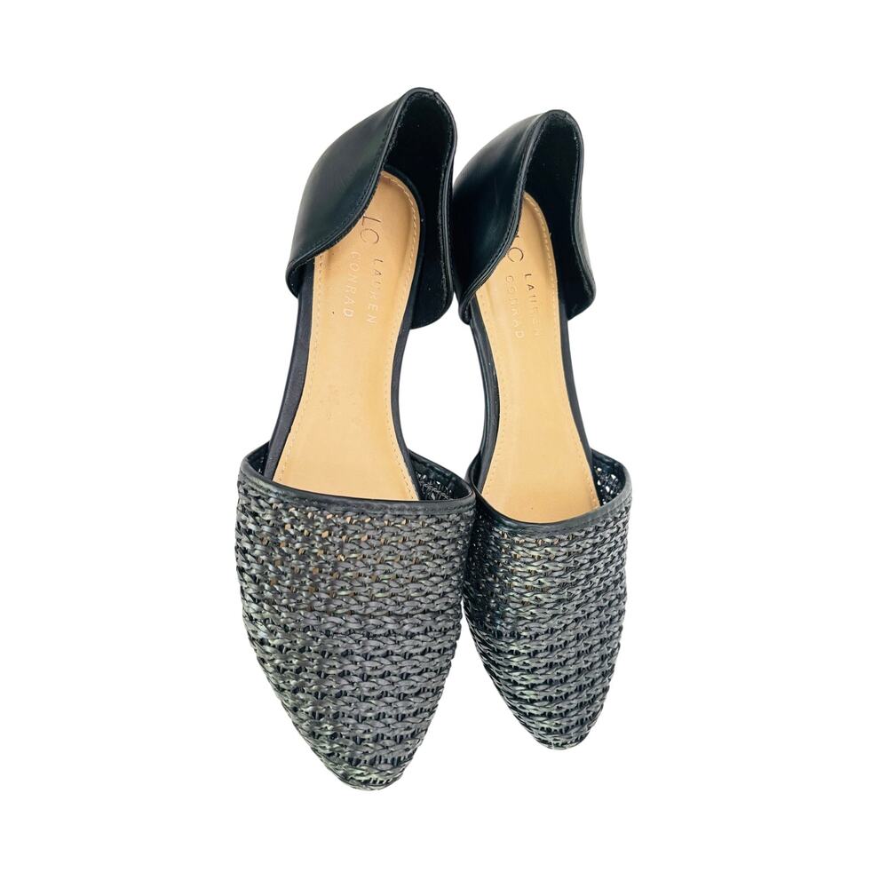 Lauren Conrad Calcite black weave D’Orsay pointy flats womens sz 9.5